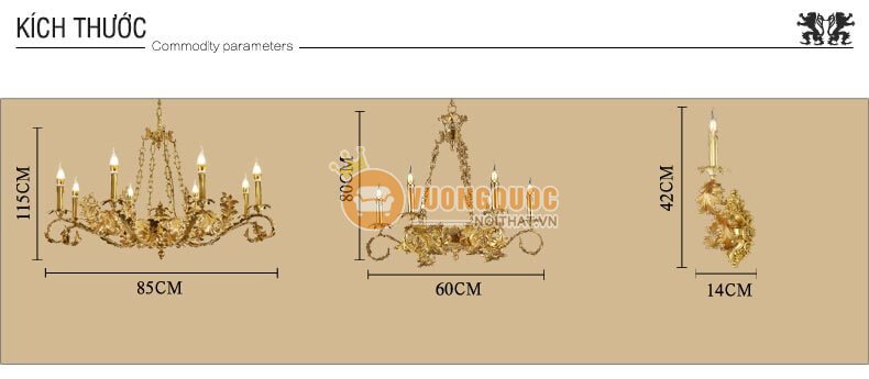 Đèn chùm đồng trang trí cổ điển ABR118-6